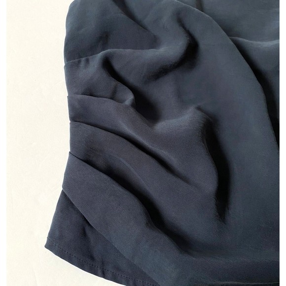 Stradivarius Tube Top Womens Large Steel Blue Asymmetrical Smocked Back NWT - Picture 3 of 16